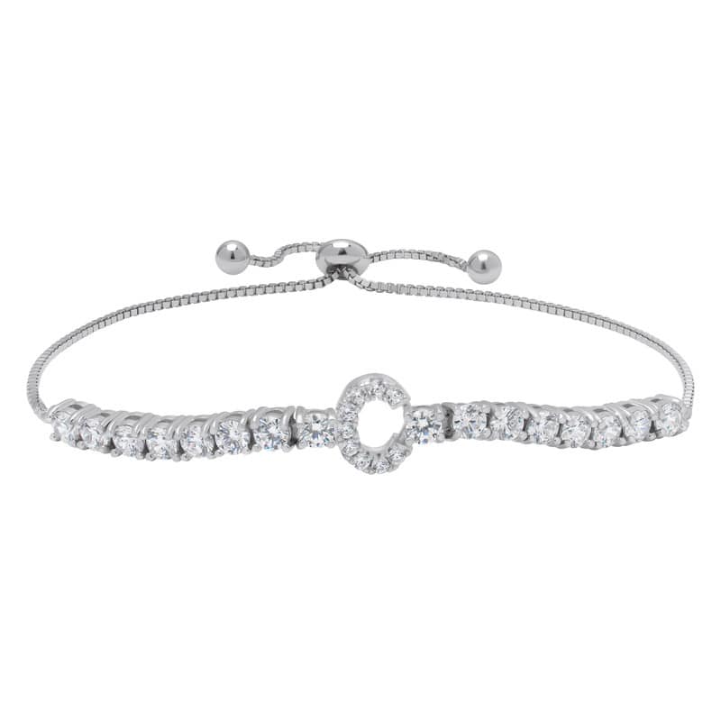 Victoria Townsend .925 Sterling Silver Cubic Zirconia Initial Adjustable Bracelet - C