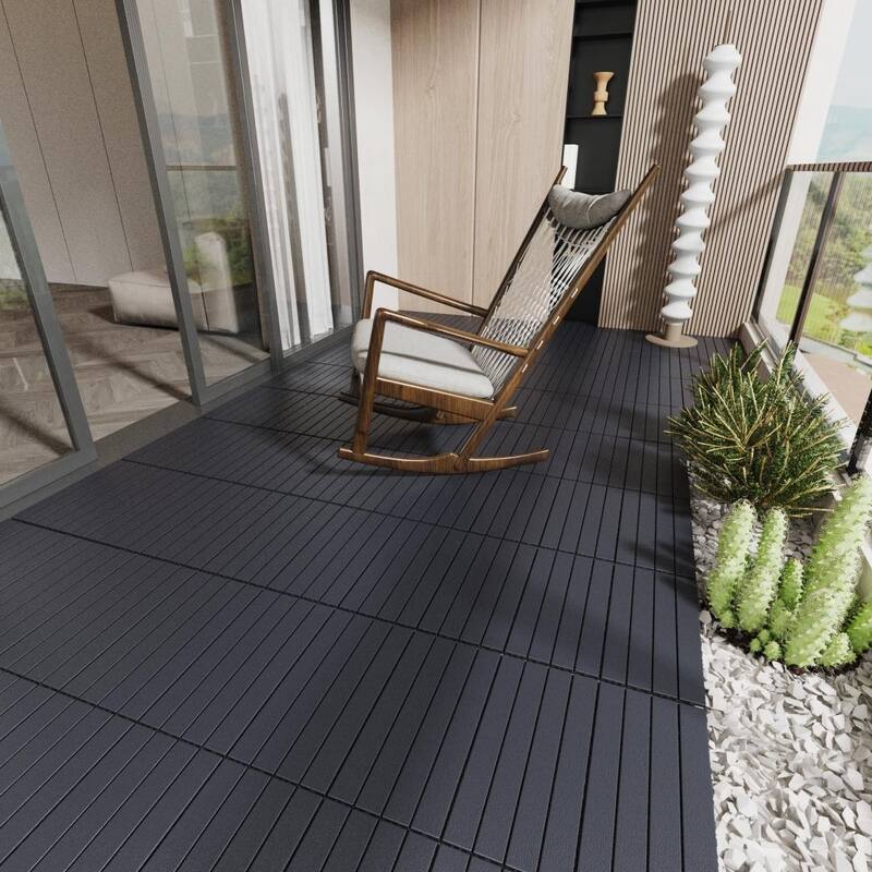 2FT Patio Deck Tiles DIY Module Interlocking Decking Tiles Floor Tile - Grey