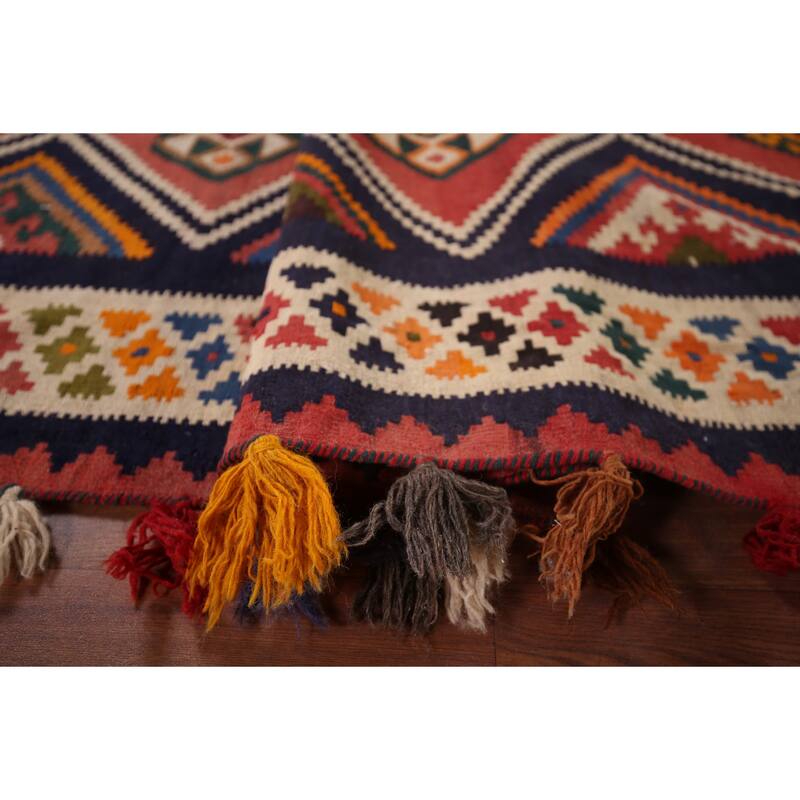 Kilim Qashqai Persian Area Rug Flatweave Wool Carpet - 5'4"x 8'1"