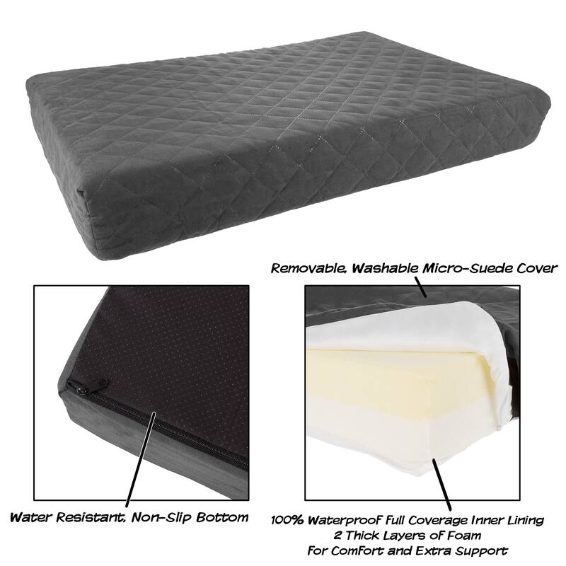 36x27 Two-Layer Memory Foam Waterproof Dog Bed for Large Dogs up to 75lbs