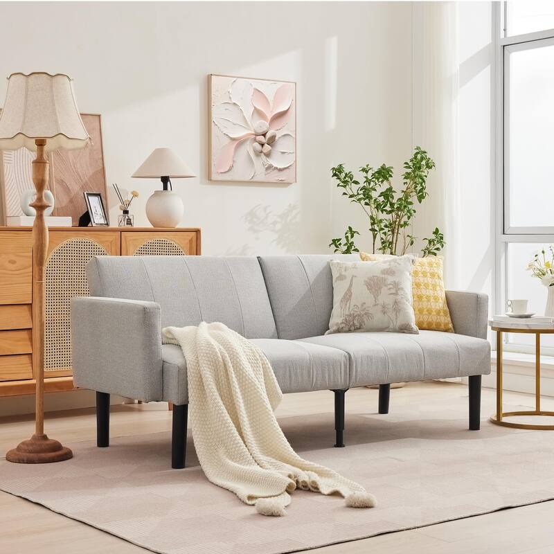75.5 Inch Convertible Futon Sofa Bed with Adjustable Backrest, 3-Seater