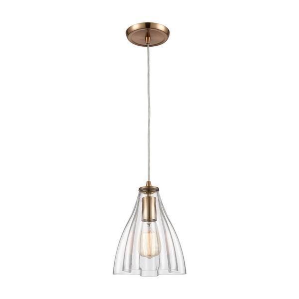 slide 2 of 2, Matilda 1-Light Mini Pendant in Satin Brass with Clear Wavy Glass
