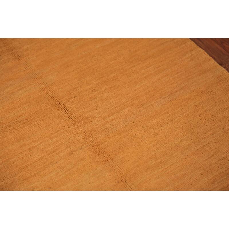 Gabbeh Modern Rug Handmade Yellow Wool Carpet - 2'9" x 3'11"