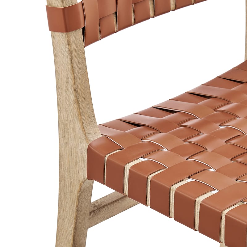 NPD Furniture Marco Faux Leather Dining Side Chair Drift Wood Frame (Set of 2)