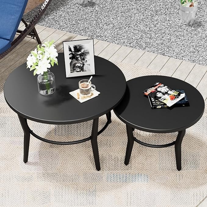 Kullavik Matte Black Full Iron Outdoor Rectangular Coffee Table