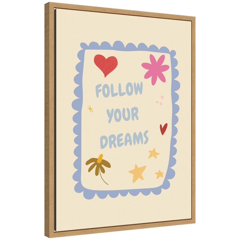 Kate and Laurel Follow Your Dreams by Laura Moss Framed Canvas Wall Art Print - 18x24