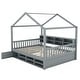 preview thumbnail 5 of 7, Full Wooden House Bed with Shelves and Mini-Cabinet - White/Gray