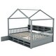 preview thumbnail 12 of 34, Wooden House Headboard Bed Frame w/ Shelves & Mini-cabinet, Unisex
