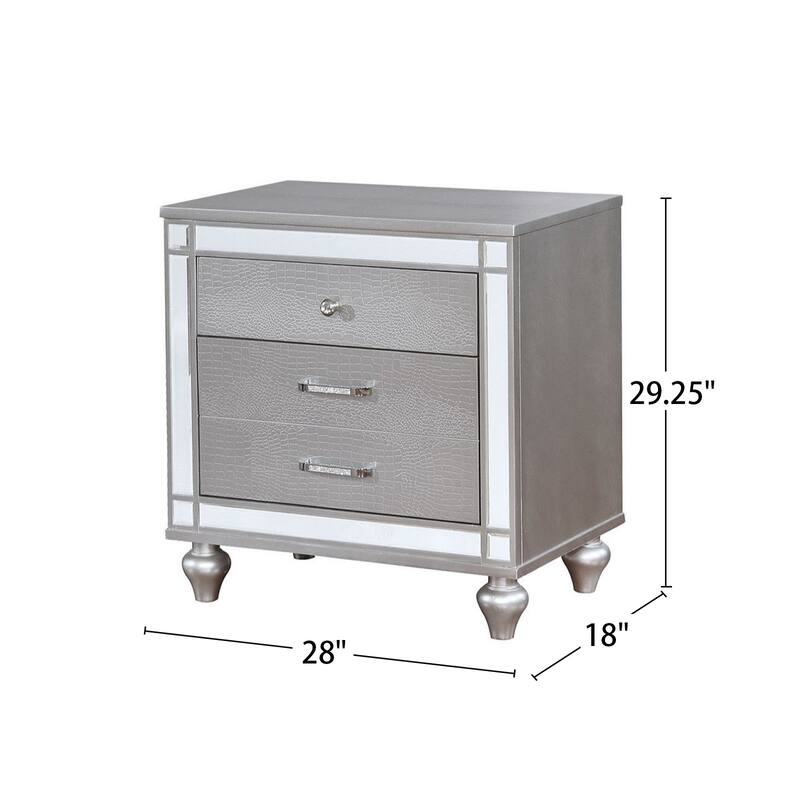 2 Drawers Wooden Drawer with Mirror Trim