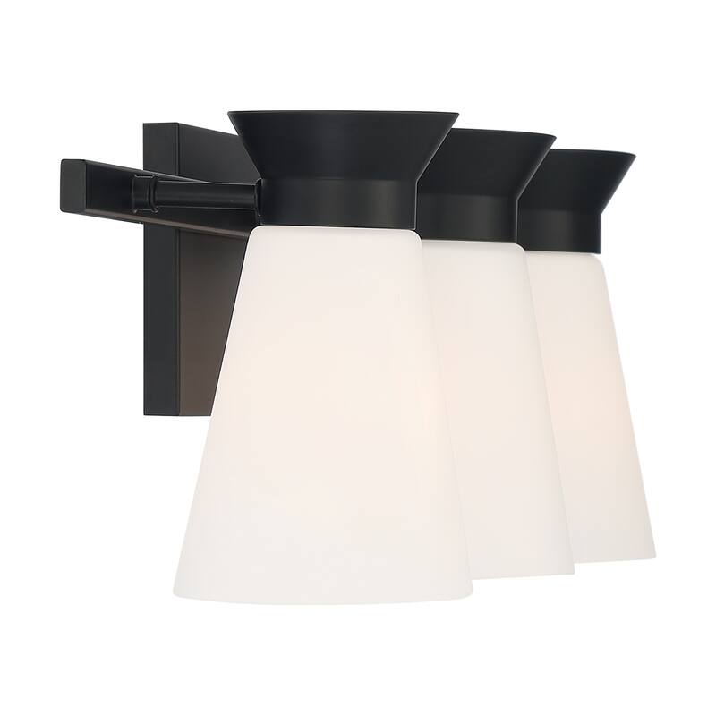 Caleta 3-Light Vanity with Cylindrical Glass Black Finish