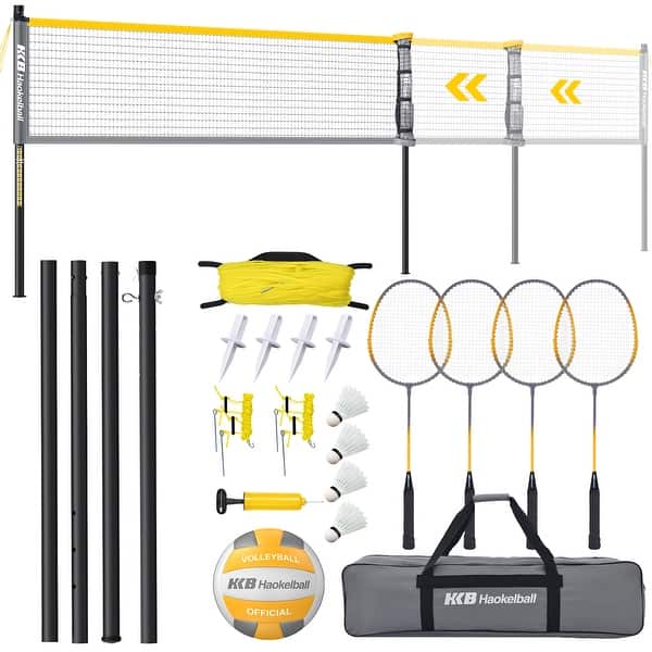slide 2 of 8, Outdoor Volleyball and Badminton Combo Set with Net Width and Height Adjustable ,Volleyball Badminton Net