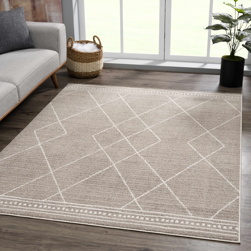 Hauteloom Casablanca Collection Bohemian Farmhouse High Pile Area Rug