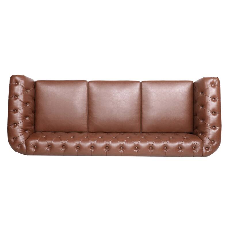 Modern PU Leather Couch with Sturdy Birch Legs and Comfortable Foam Seating