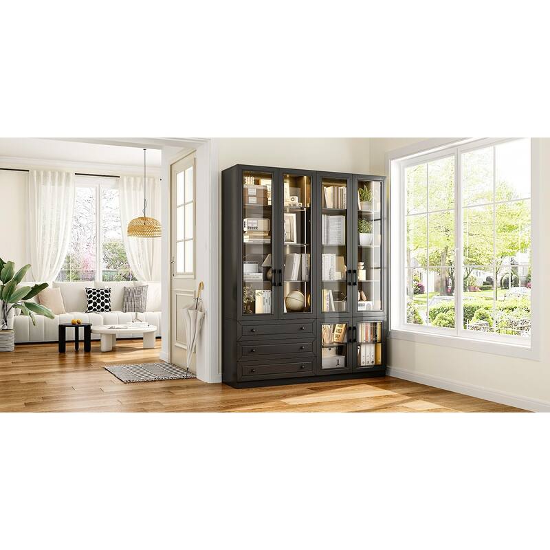 Organizer Eco-Friendly Accent Light Strip Bookshelves Display Cabinet - 63"x78.7“