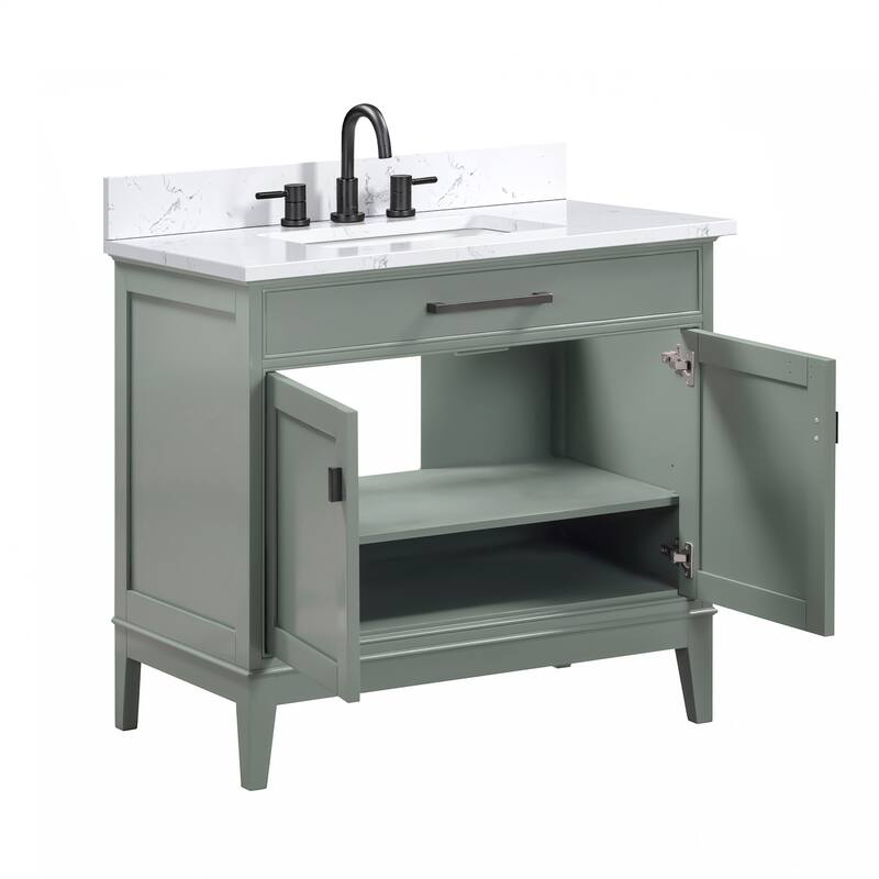 Madison 36 in. Single Sink Bathroom Vanity with Engineered Stone Top - 37" x 22"D x 35"H