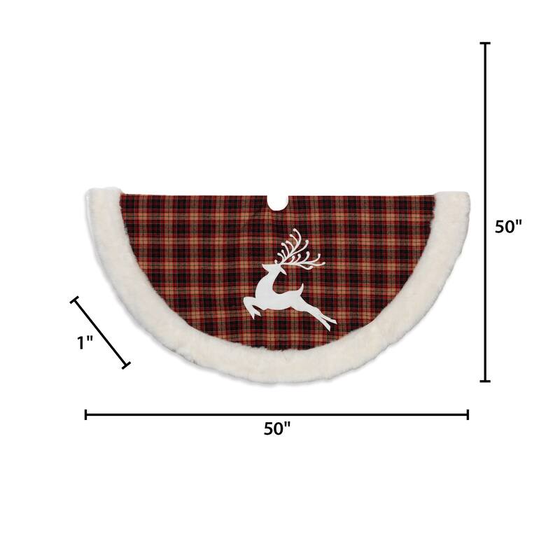 50 in. Reindeer Holiday Tree Skirt - 50x1x50