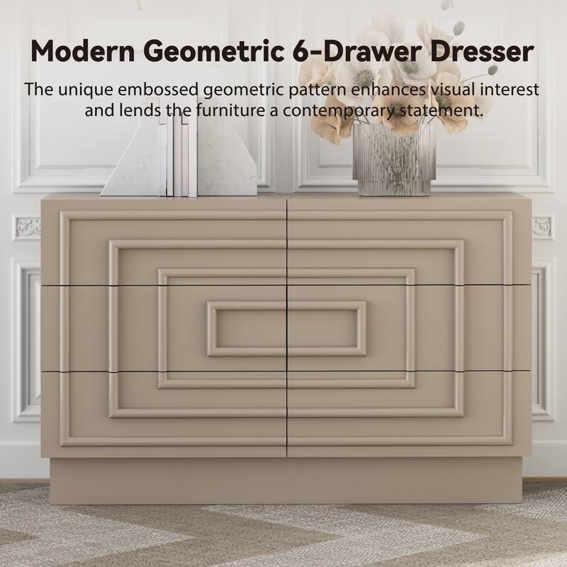 COZAYH Sculptural Mid-Century Modern Dresser & Nightstand with Geometric Square Pattern, Contemporary Chest and Bedside Table