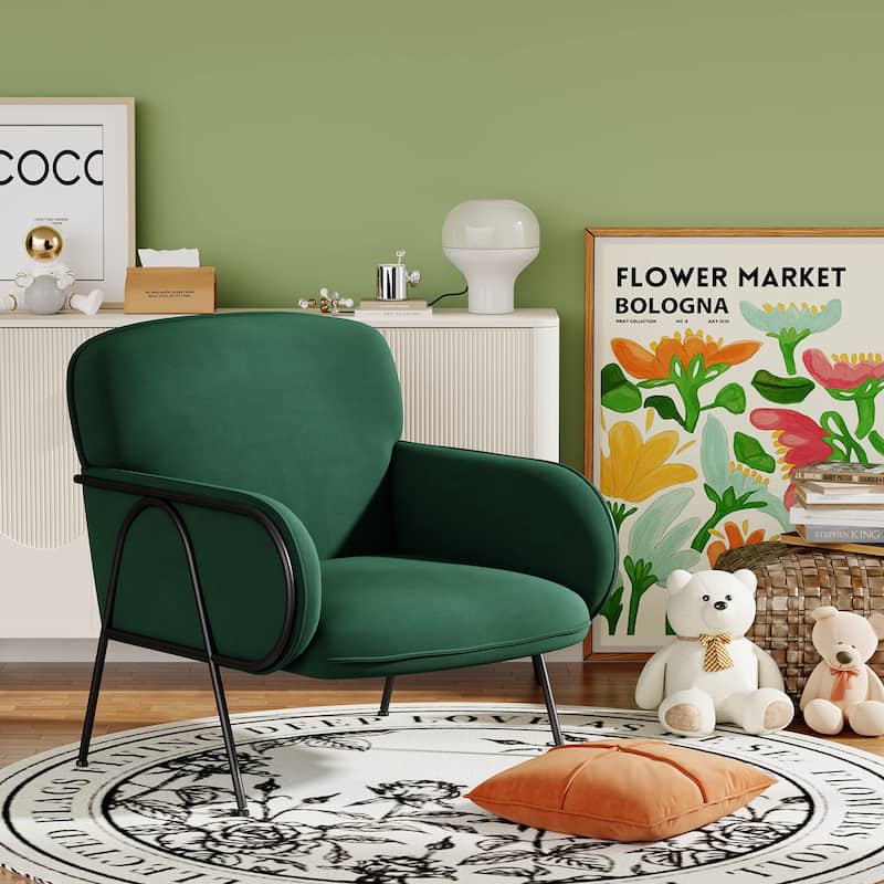 Velvet Accent Chair,Upholstered Modern Accent Chair Leisure Single Sofa Chair 23" Wide Seat Designed Arm Chair Corner Chair