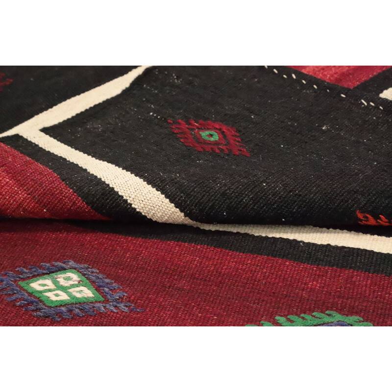 Hand Woven Oriental 100% Wool Carpet Southwestern Tribal Red Kilim Area Rug - 10' 8'' X 5' 11''