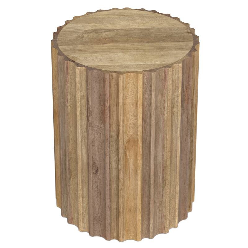 WYNDENHALL Doncaster 16" Wide Solid Mango Boho Contemporary End Table in Natural & Assembled - 16" D x 16" W x 20" H