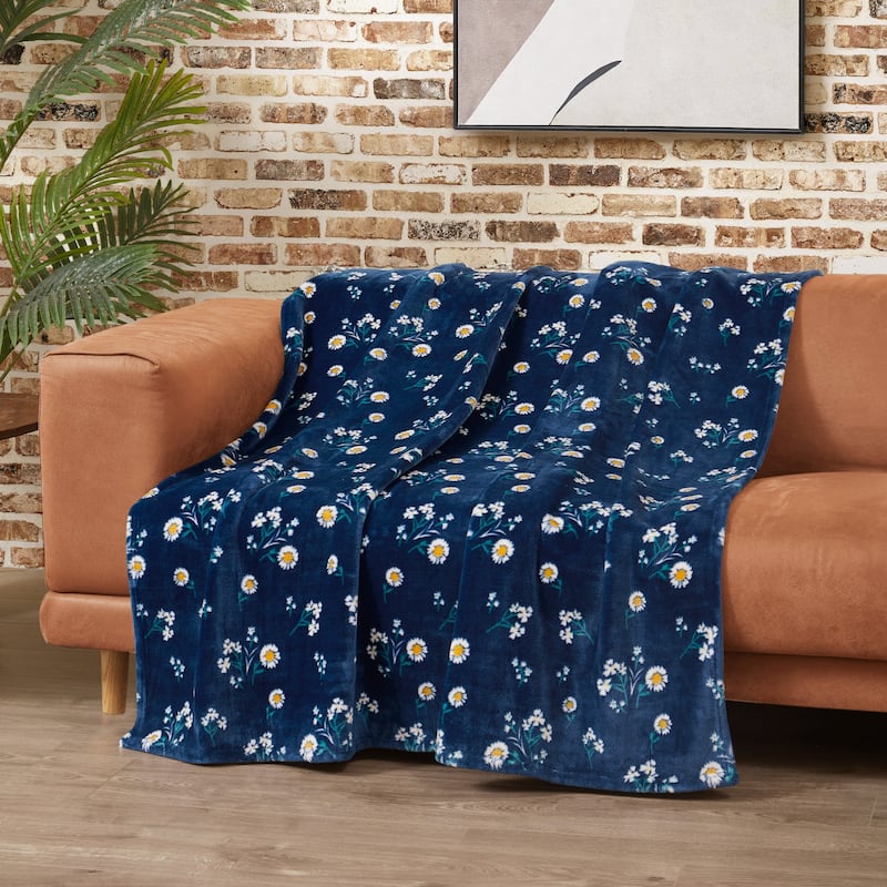 Lucky Brand Daisy Plush Throw Blanket