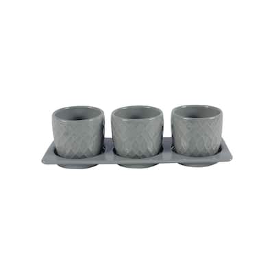 Dahlia Ceramic Planter Set with Disk