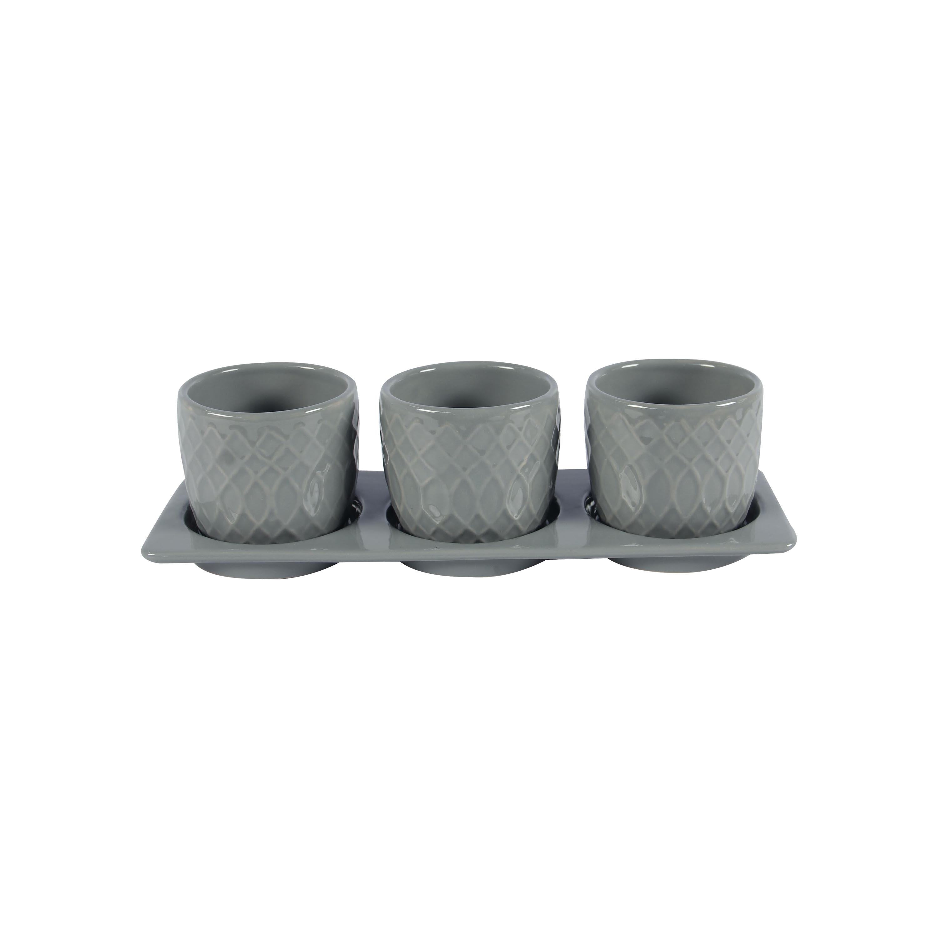 Dahlia Ceramic Planter Set with Disk