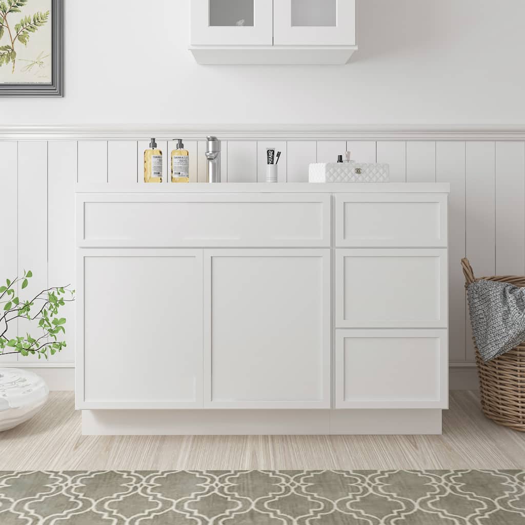 Vanity Art 48" Birch Freestanding Bathroom Vanity Cabinet without Top