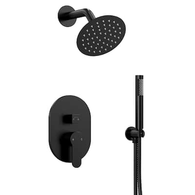 GRANDJOY Dual Shower Kit with Round Rainfall Head and Hand Shower, Lever Control Valve
