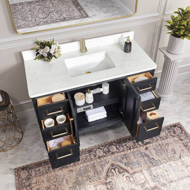 Gara Single Bath Vanity with Composite Stone Top without Mirror