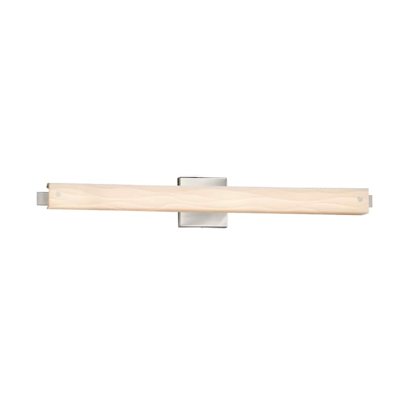 Justice Design Porcelina Edge 31-inch Brushed Nickel ADA LED Wall/ Bath Bar, Waves Shade