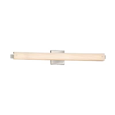 Justice Design Porcelina Edge 31-inch Brushed Nickel ADA LED Wall/ Bath Bar, Waves Shade