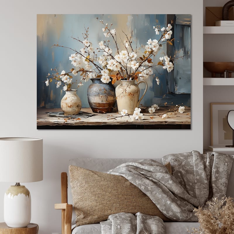 Designart "Pottery And Flowers Still Life I" Tree Canvas Wall Art
