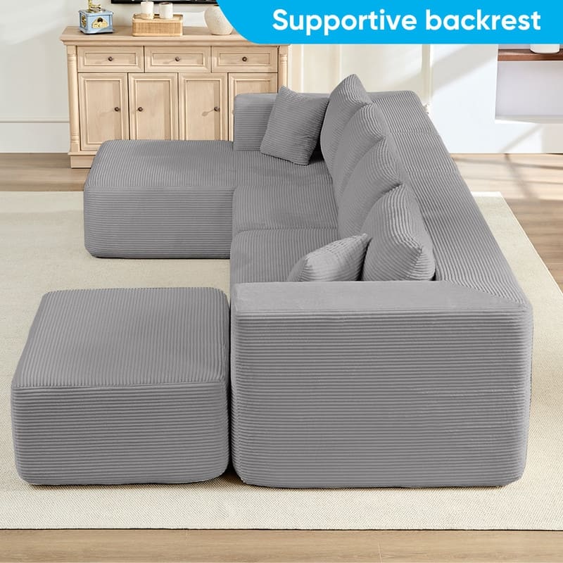 Minimalist 135" Oversized Modular Sofa, 4-Pieces Free Combination, No Assembly Required - U-Shaped Sofa