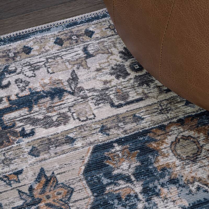 JONATHAN Y Alacati Boho Gray Medallion Machine Washable Area Rug