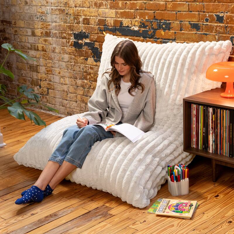Pillow Saxx Bean Bag Rocking Chair - Elegant Oversized Rocker with Modern Wood Frame