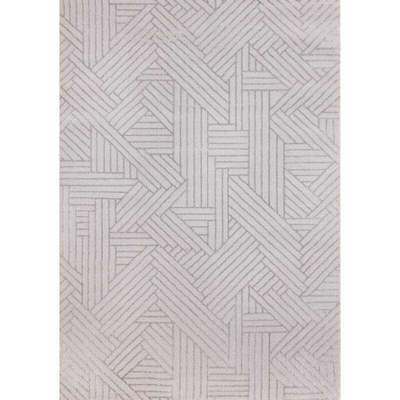 Ellie Collection - High-Low Textured Soft Polyester Grey Area Rug - 5'3" x 7'7"