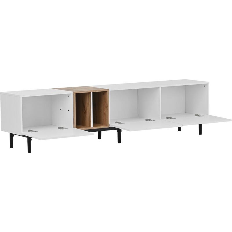 Modern TV Stand for 80'' TV with 3 Doors, Media Console Table, Entertainment Center with Large Storage Cabinet