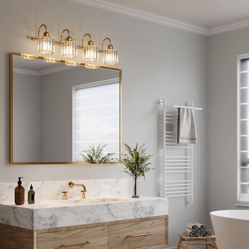 ExBrite Modern Rose Gold Dimmable Bathroom Crystal Vanity Lights