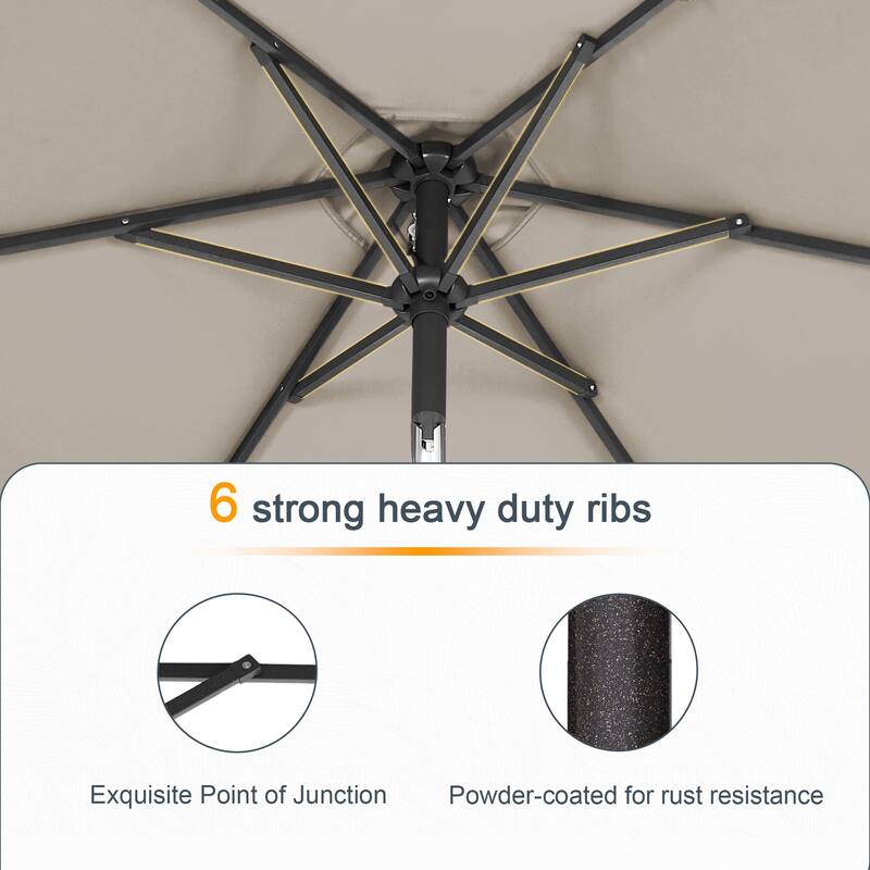LIVOOSUN 6x9Ft LED Patio Umbrella Weather Resistant Table Umbrella