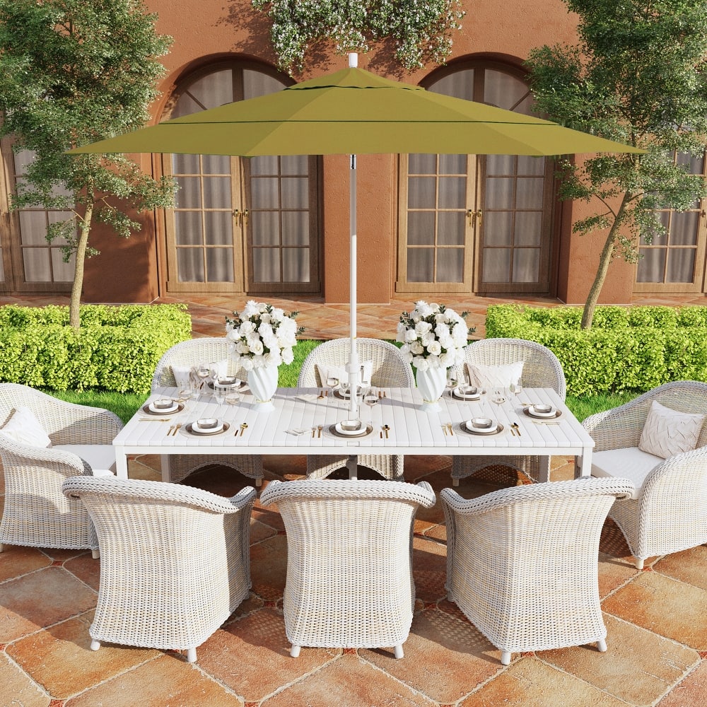 California Umbrella 11' Golden State Series Patio Umbrella White Aluminum Frame Crank Lift Collar Tilt Sunbrella