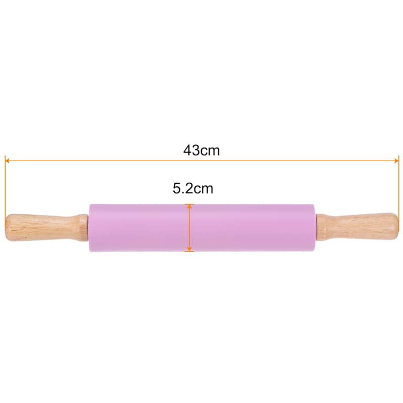 2pcs Silicone Rolling Pins for Baking Cooking - Purple - 43cm x 5.2cm