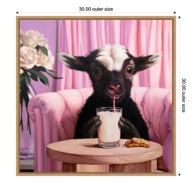 Snack Time by Lucia Heffernan Framed Canvas Wall Art Print - Sylvie Natural - 30 x 30 in