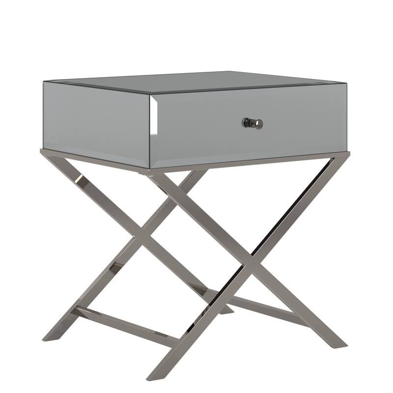 Camille X Base Mirrored Accent Campaign Table by iNSPIRE Q Bold - Black Nickel Finish