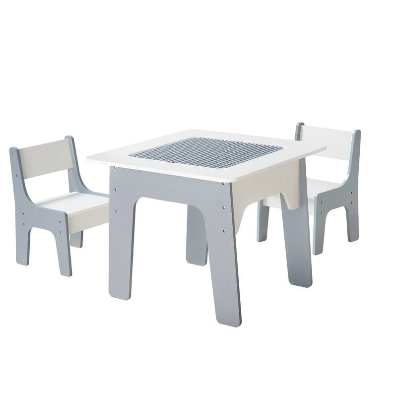4-in-1 Kids Activity Table with 2 Chairs and Storage, White - 23.5 x 23.5 x 19.48 in