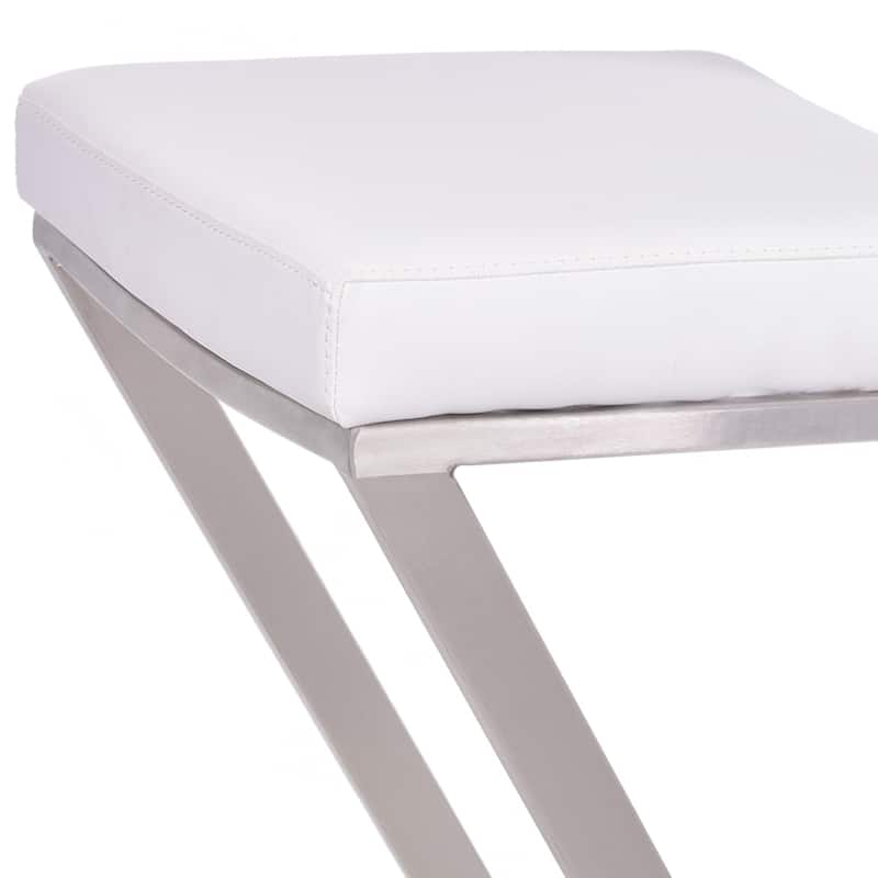 Contemporary 26" Counter Height Bar Chair with Silver Iron Base and Soft Faux Leather Cushion Seat - 26"H x 17"W x 17"D
