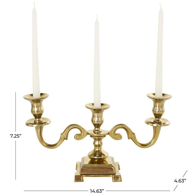 Aluminum Metal Scrolled Candelabra - Gold or Silver - Roche River Decor