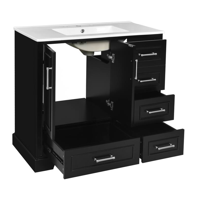 Exquisite Traditional Bathroom Vanity with Premium Ceramics Sink and Ample Storage