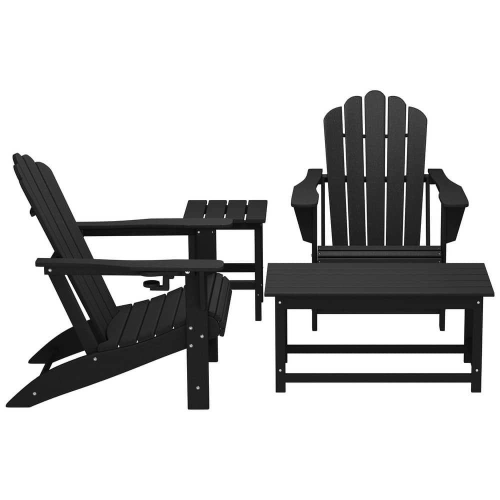 Aderson Outdoor Patio Adirondack Chair with Side Table and Coffee Table 4-Piece Conversation Set