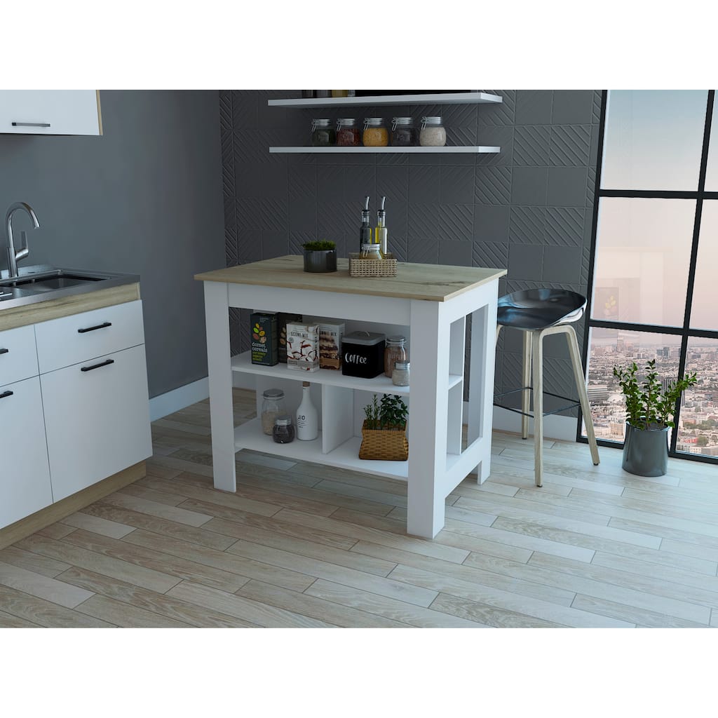 Rockaway 3-Shelf Kitchen Island